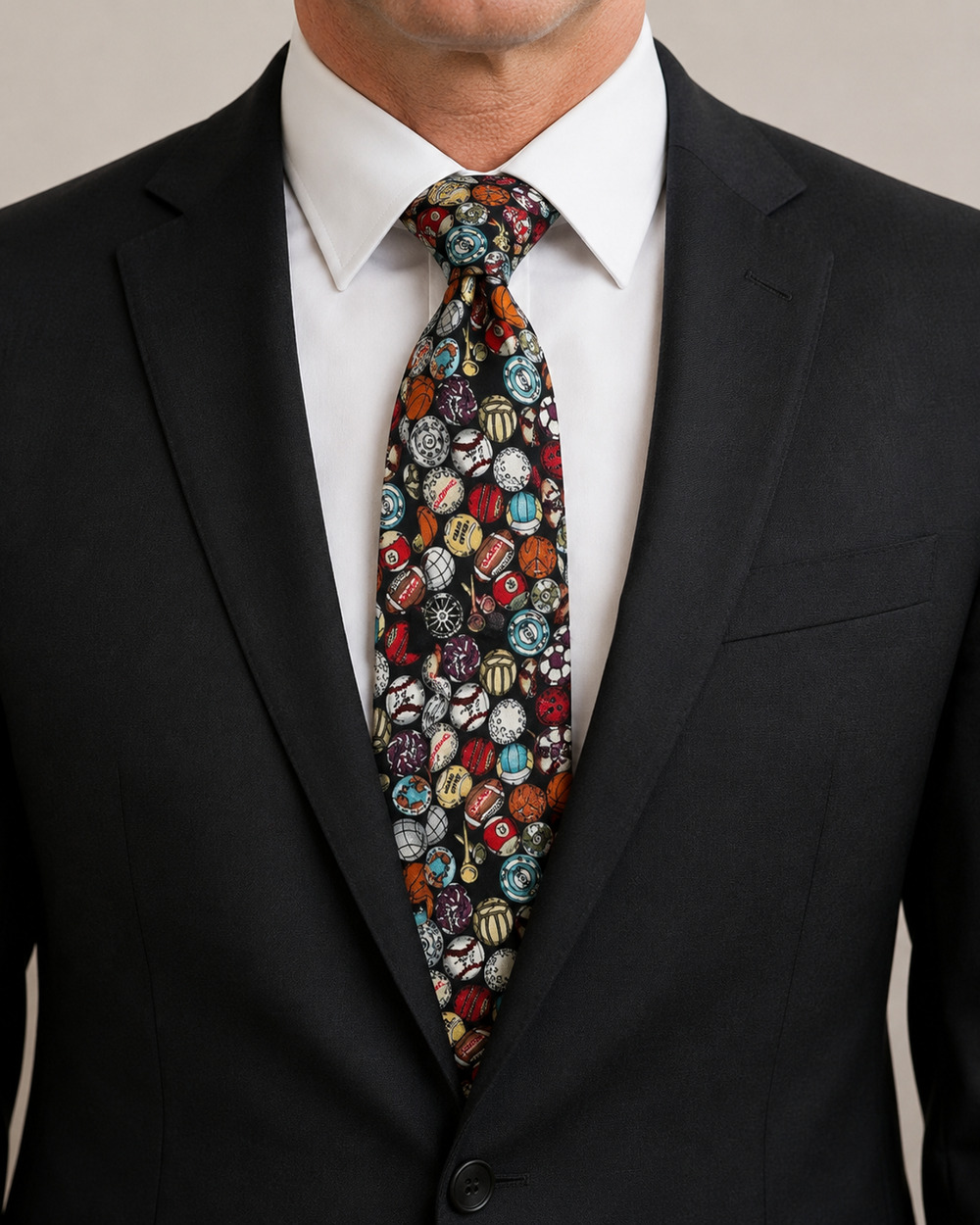 Nicole Miller Silk Necktie Sports Enthusiast Balls Golf Baseball Football Soccer